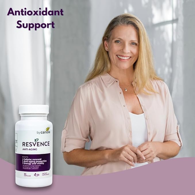 Resvence Resveratrol Supplement Capsules - Antioxidant - Boost Immune System - Energy &amp Vitality - Cellular Renewal - Supports General Wellbeing - Resveratrol - Camu Camu - 60 Caps