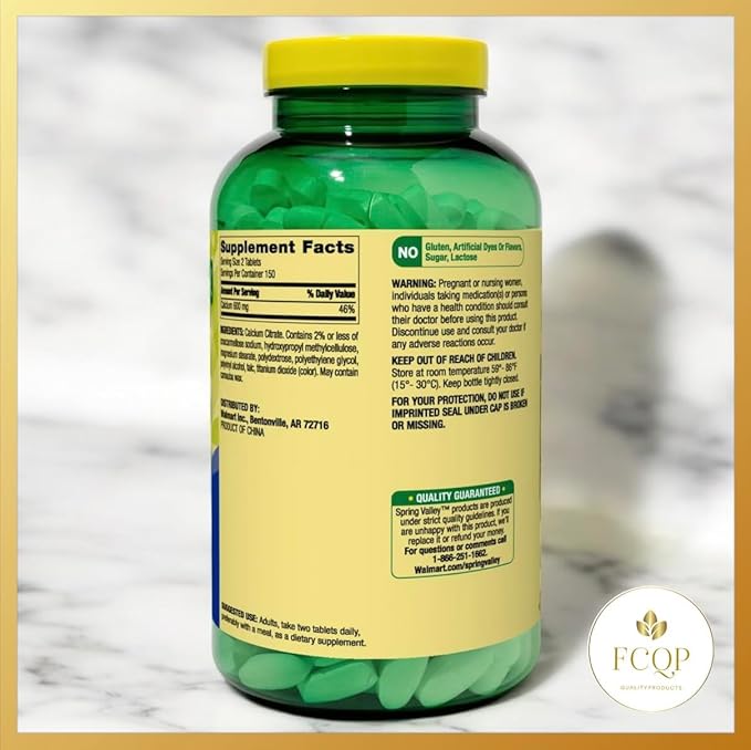 Spring Valley Calcium Citrate Bone Health Supplement 600mg 300 Tablets