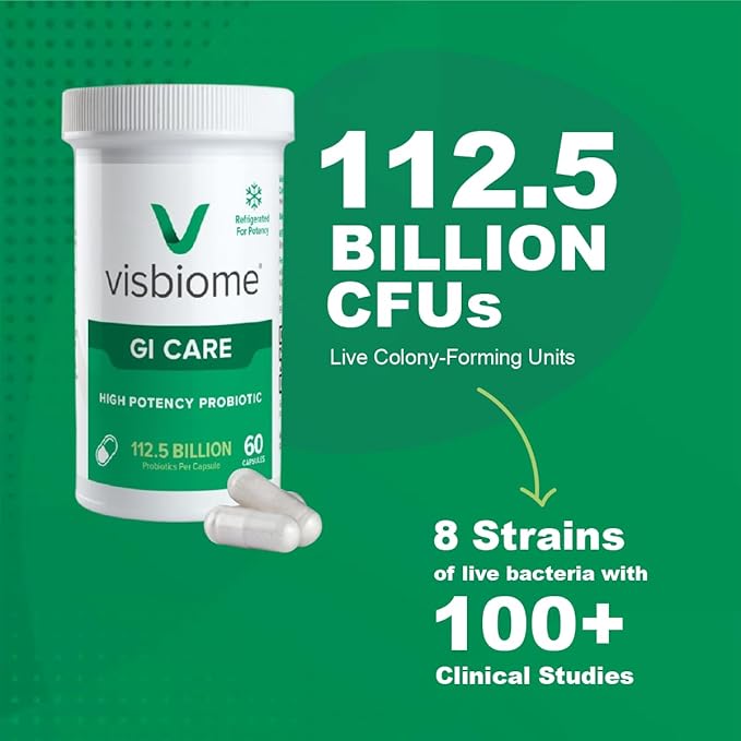 Visbiome® GI Care - High Potency Probiotic - 112.5 Billion CFU Live Probiotics Original De Simone Formulation Made in USA 240 Capsules.