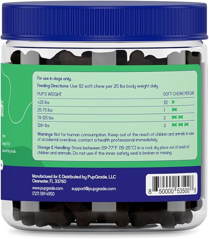 PupGrade Daily Multivitamin for Dogs – All-in-One Supplement with Omega Fish Oil Vitamins A C D E &amp B Complex for Everyday Health – 90 Soft Chews