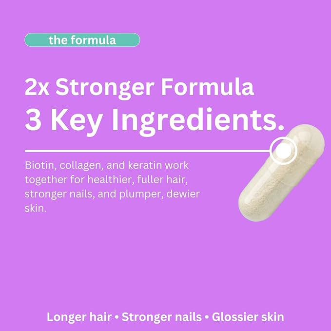 2X Stronger Hair Growth &amp Nail Strength Capsules – 10000 mcg Biotin 620 mg Collagen &amp 100mg Keratin – Thicker Fuller Hair Stronger Nails Radiant Skin – Clinically Proven in 30 Days.