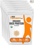 BulkSupplements.com Organic Rice Protein Powder - Vegan Plant Protein Powder Unflavored - Vegan &amp Gluten Free 30g per Serving 1kg (2.2 lbs) (Pack of 5)