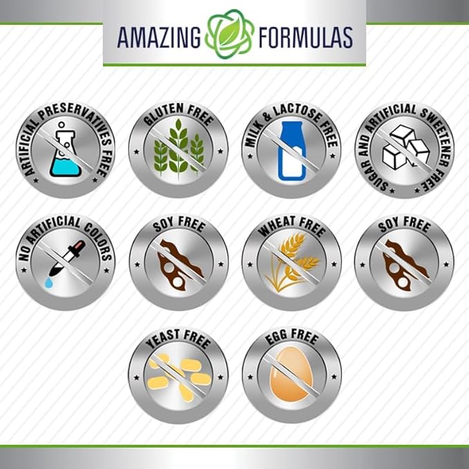 Amazing Formulas Quercetin 250 Mg &amp Berberine 250 Mg | Veggie Capsules Supplement | Non-GMO | Gluten-Free | Made in USA (1 Pack | 90 Count)