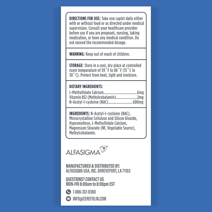 Brain Wellness Targeted Nutrition for Cognitive Support Improves Memory Focus &amp Concentration L-Methylfolate NAC B12 Neurologist Recommended (60 Count)