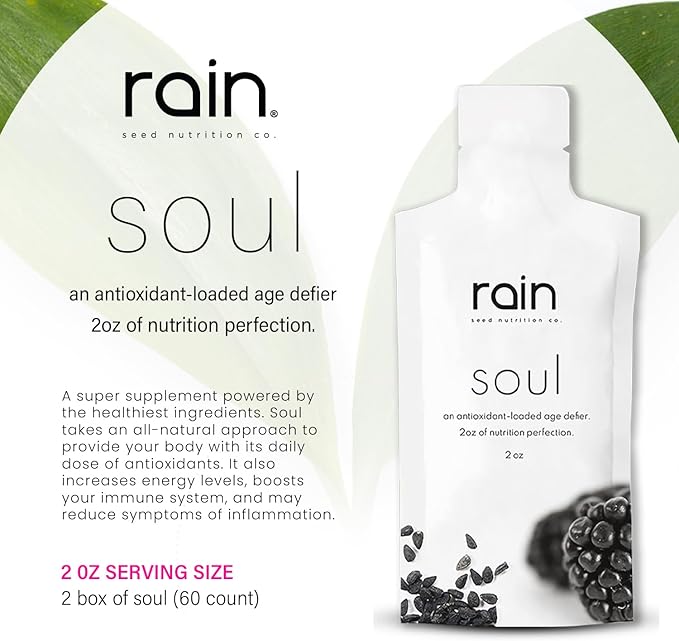 Rain - Soul - Super Supplement with Powerful Nutrients &amp Vitality-Boosting Ingredients for Wellness &amp Immune Support - 2 Boxes (60 Pouches)