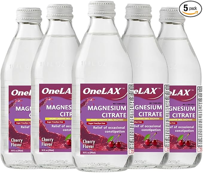 Magnesium Citrate Cherry Flavour 5PACK 10fl.oz Relief of Occasional Constipation OneLAX by Akron pharma