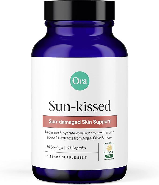 Ora Organic Skin Health Supplement - Sun Damage Support - Promotes Skin's Natural Defense | Vegan Antioxidants Including Astaxanthin and Carotenoids - 1 Month Supply 60 Capsules