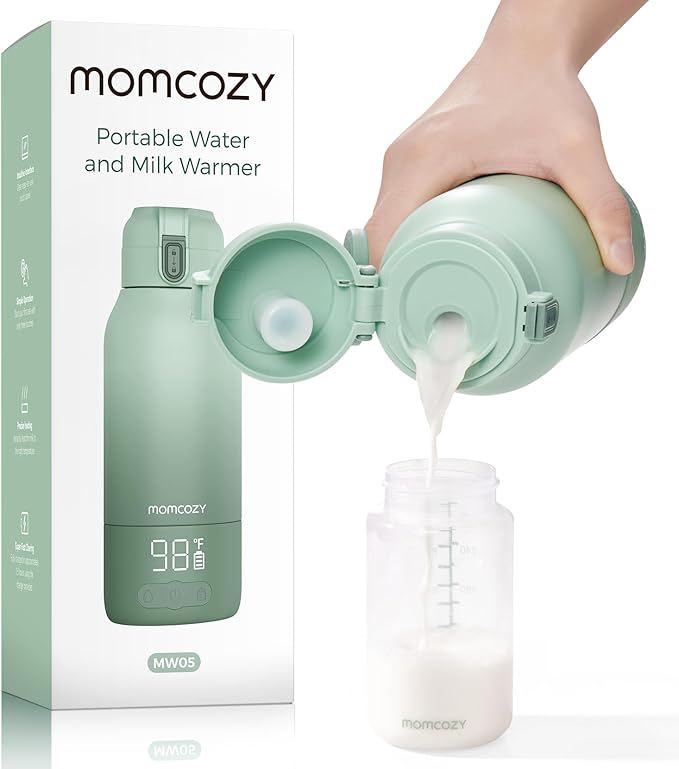 Momcozy Portable Bottle Warmer for Travel – Dual Heating Modes for Breast Milk &amp Water Portable Milk Warmer with Fast Heating &amp Long Battery Life 17 Ounces Large Capacity to Meet Your All-Da