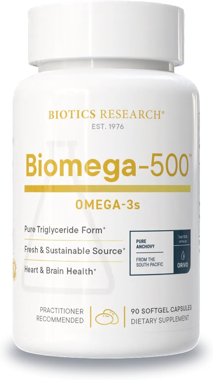 Biotics Research Biomega 500 Omega 3 Fish Oil Supplement Highly Concentrated Fish Oil with EPA/DHA Omega 3 Fatty acids Supports Immune and Cardiovascular 90 Softgel Capsules