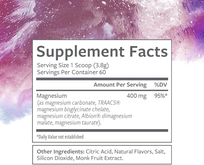 Total Magnesium Complex Powder Berry Flavored Magnesium Supplement for Sleep Stress &amp Digestion Advanced 5-blend Formula with Glycinate Citrate Malate Taurate Carbonate 60 Servings
