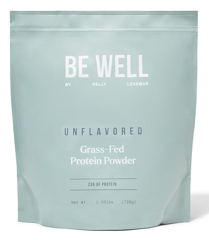 Be Well by Kelly Unflavored Grass-Fed Beef Protein Powder 23G of Protein &amp Zero Carbs (1 Ingredient 30 Servings) 9 Amino Acids + 3 BCAAs No Soy No Dairy Stevia-Free No Sugar Added 1.59lb 720g