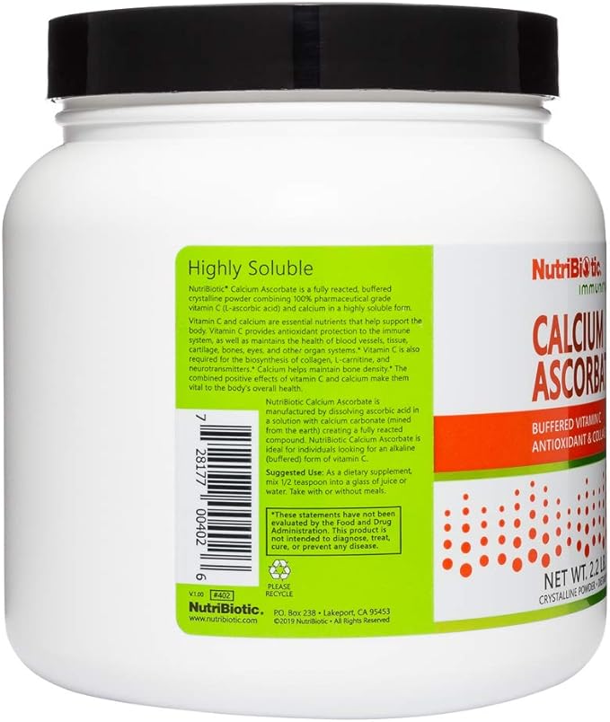NutriBiotic Calcium Ascorbate Vitamin C Powder 2.2 Lb - Essential Antioxidant &amp Collagen Support Supplement