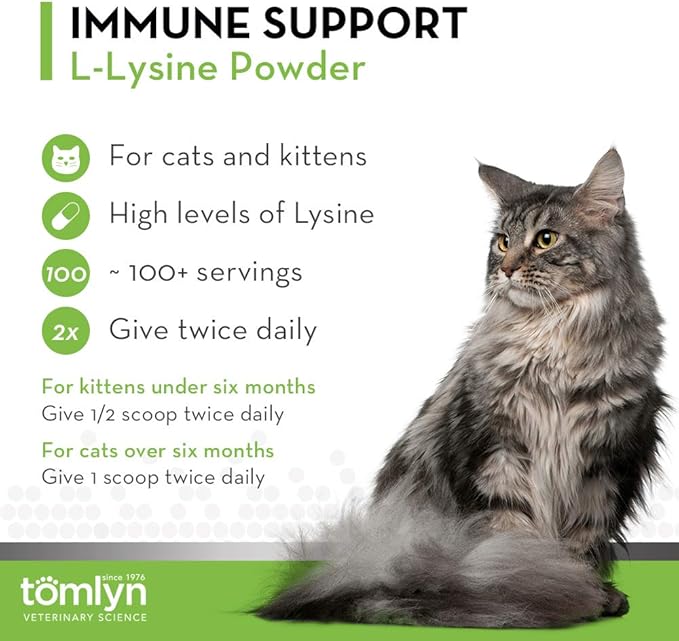 Tomlyn Immune Support Daily L-Lysine Supplement Fish-Flavored Lysine Powder for Cats and Kittens 3.5oz