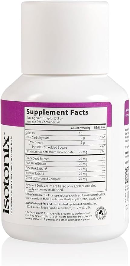 OPC-3 Isotonix - Antioxidant Supplement - Pycnogenol Grape Seed Extracts Bilberry Red Wine &amp Pine Bark Extracts - for Heart &amp Circulatory Support - Isotonic Vegan Gluten Free - 90 Serving