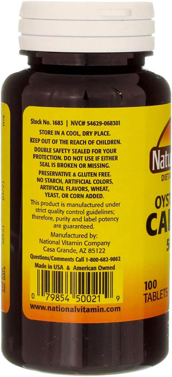 Nature's Blend Oyster Shell Calcium 500 mg Tablets - 100 ct Pack of 5