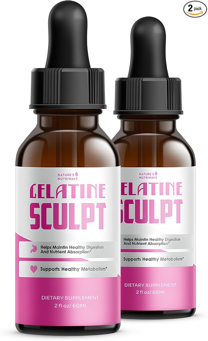 Gelatin Sculpt – Daily Liquid Botanical Supplement with Chromium &amp Plant Extracts – Clean Stimulant-Free Formula – Non-GMO Made in USA GMP-Certified - 2 fl oz (60 mL) 2 Month Supply