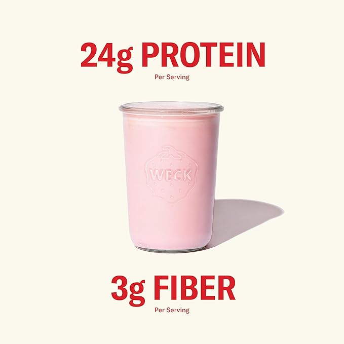 Ballerina Farm Grass Fed Whey Protein Powder Vanilla Bean + Strawberry Crème 24g Protein with Collagen Peptides Bovine Colostrum Hemp Hearts &amp Prebiotic Fiber No Added Sugar 40 Servings Tota