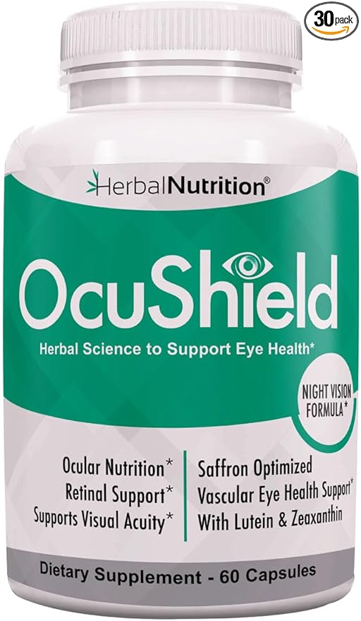 OcuShield Eye Health Vitamin Support for Healthy Eyes Night Vision with Saffron Lutein &amp Zeaxanthin Eye Nutrients to Protect &amp Stimulate Ocular Health One Bottle