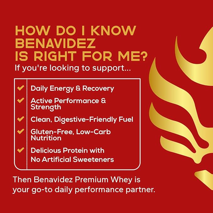 Benavidez Premium Whey Protein Powder – 25g Protein Per Serving Grass-Fed Whey Isolate &amp Concentrate Fast-Digesting Muscle Recovery No Artificial Sweeteners Keto &amp Gluten-Free