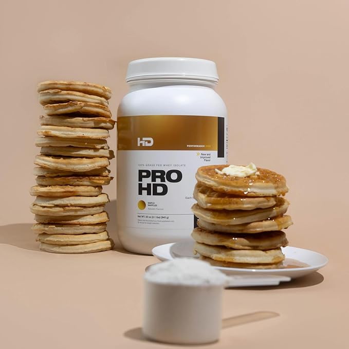 HD MUSCLE ProHD Protein | 100% Grass Fed Whey Isolate | 25g Protein 106 Calories 0g Fat | Zero Fillers or Amino Spiking | 2.1 Pound 30 Servings (Maple Waffles)