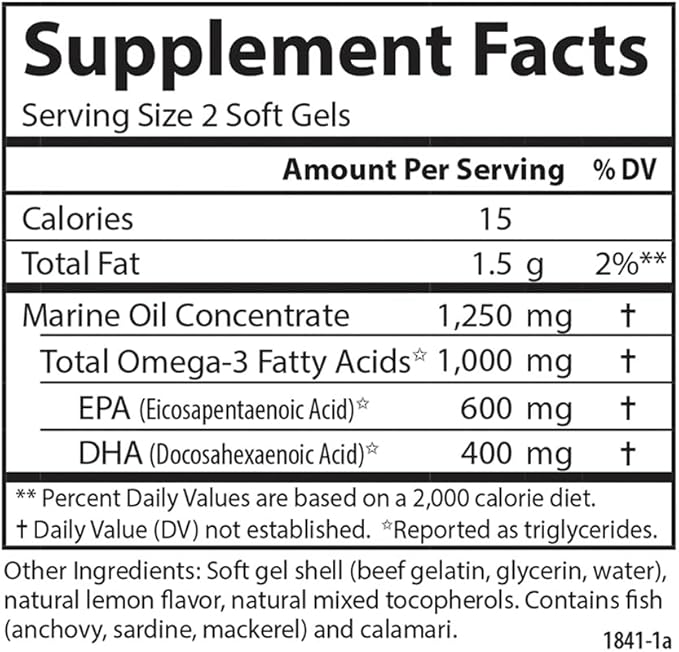 Carlson - Teen's Max Catch Minis 1000 mg Omega-3s Brain Health Vision Support Mood Health 60 Softgels