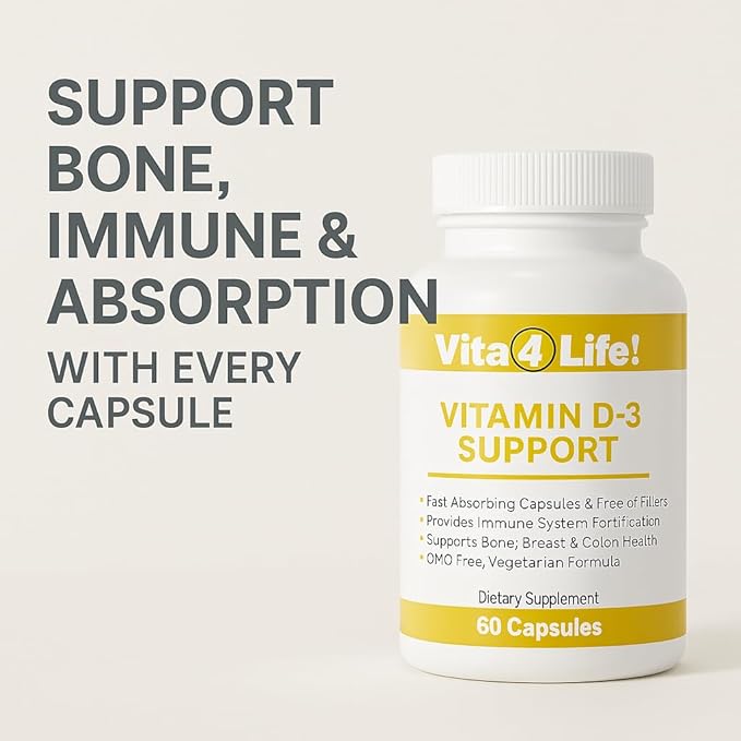 Vita4Life!® Vitamin D3 with K2 &amp Magnesium | High Absorption Immune &amp Bone Support | Non-GMO Vegetarian | 60 Capsules | Post Bariatric Friendly Supplement