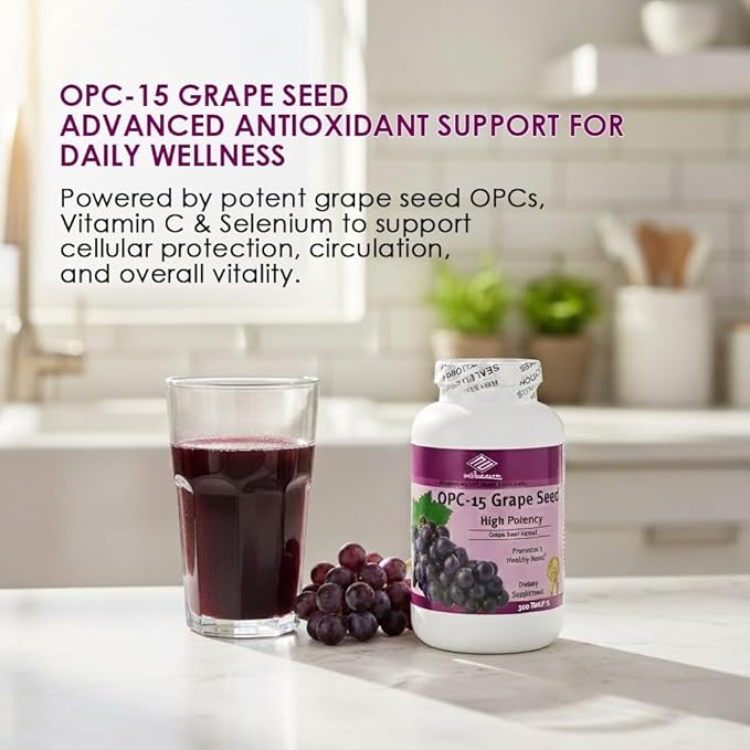 Nu-Health Grapeseed Extract Capsules | Grape Seed Extract with Vitamin C Selenium &amp OPC-15 | Antioxidant Support | Non-GMO | 300 Tablets