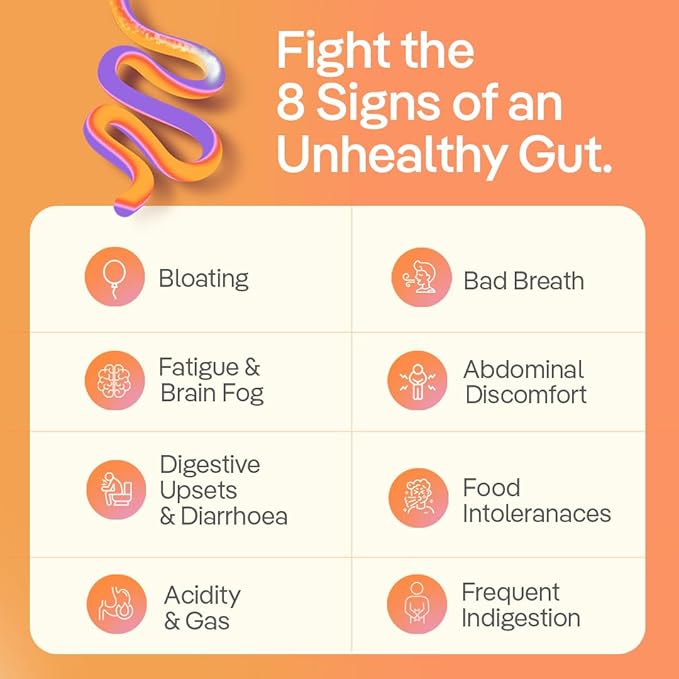 Gut Health &amp Immunity Probiotic for Men &amp Women Strong Digestive &amp Immunity Support Gut Balance Supplement Stick - Probiotics + Inulin + Vitamin C 3Bn CFU of Clinically Proven Strains - 6