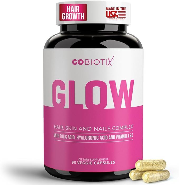 GOBIOTIX Hair Skin and Nails Vitamin Supplement - 10000mcg Biotin Pills with Hyaluronic Acid Folate Iron Magnesium and Zinc - Collagen Production Hair Growth - 30 Servings