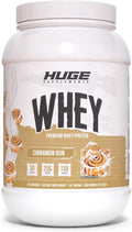Huge Whey Protein Powder for Muscle Gain 25g Protein 12g EAAs Supports Muscle Growth Performance &amp Recovery (Cinnamon Bun 30 Servings)