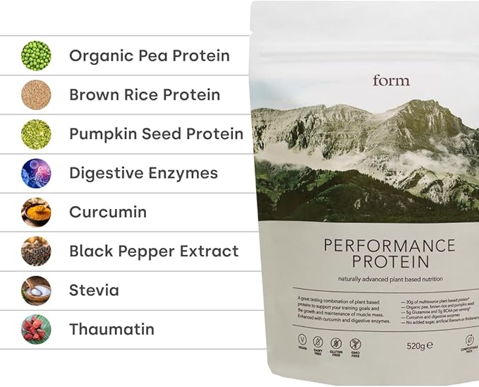 Form Performance Protein - Vegan Protein Powder - 30g of Plant Based Protein per Serving with BCAAs and Digestive Enzymes. Perfect Post Workout. Tastes Great with Just Water! (Vanilla)