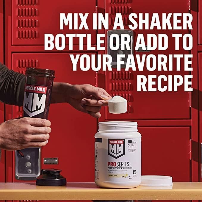 Bundle of Muscle Milk Pro Series Protein Powder SupplementKnockout Chocolate2 Pound11 Servings50g Protein3g Sugar + Muscle Milk Blender Bottle 24 Oz