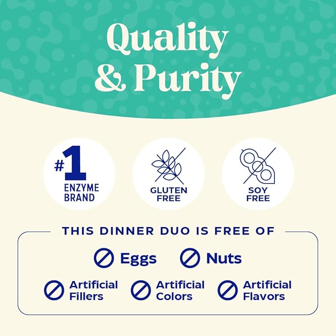 Enzymedica Dinner Duo for Gas &amp Bloating – Probiotics + Digestive Enzyme Packets for Occasional Gas 30B CFU of 7 Live Strains Vegetarian – 30 Daily Packs