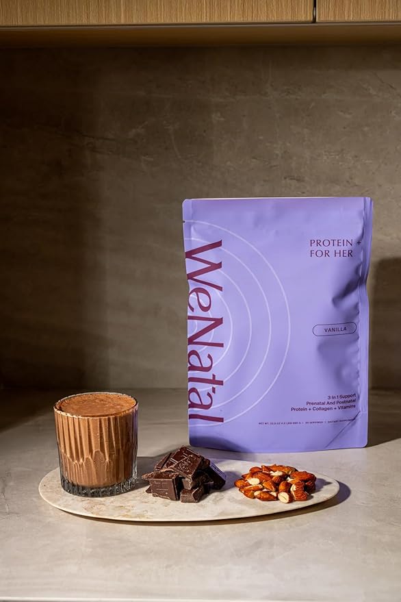 WeNatal Prenatal Protein+ for Her Protein Powder with Choline Methylated Folate B12 Iron Free 20g Clean Protein for Pregnancy Postpartum Breastfeeding Fertility Support Vanilla 20 Servings