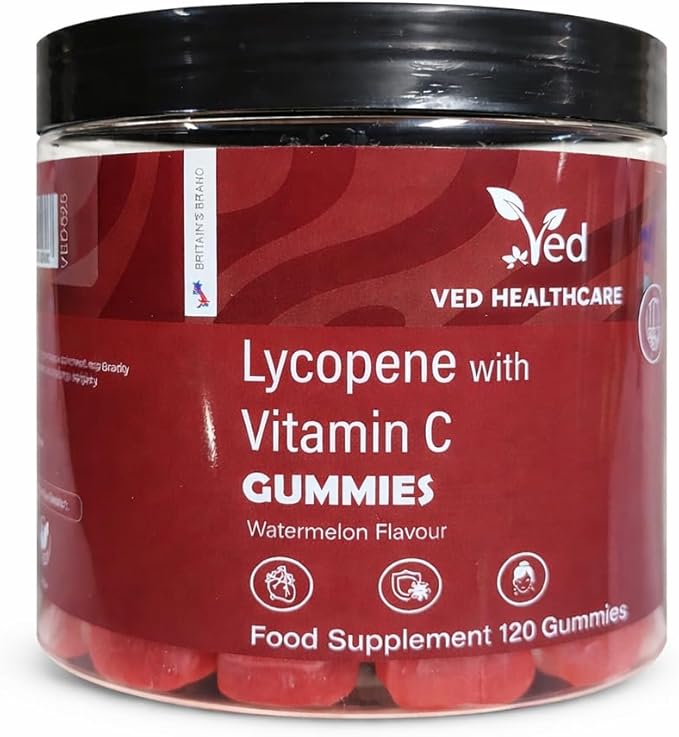 Ved Lycopene Supplements for Men &amp Woman- Lycopene 25mg - High Potency Lycopene Supplement in Delicious Gummies Form - Supports Prostate Health and Antioxidant Wellness