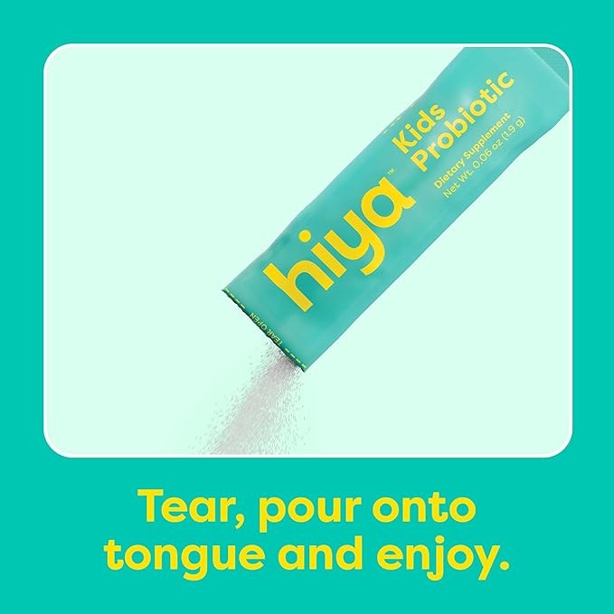 Hiya Kids Probiotic – 10 Billion CFU with Clinically-Studied Strains for Ages 2+ Supports Gut Health &amp Immune 0g Sugar – 20 Stick Packs for Toddlers &amp Kids