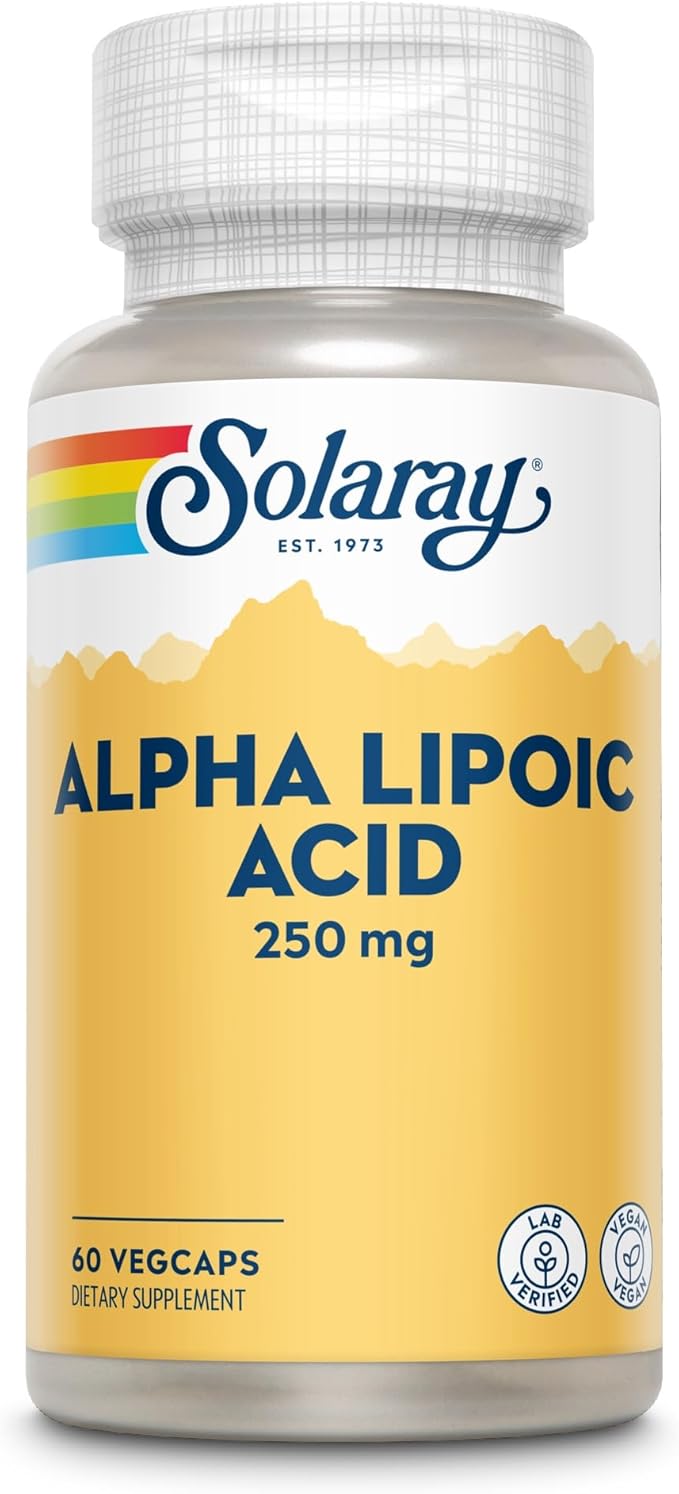 SOLARAY Alpha Lipoic Acid 250 mg - 60 VegCaps - Healthy Antioxidant Activity &amp Energy Support - Non-GMO &amp Vegan