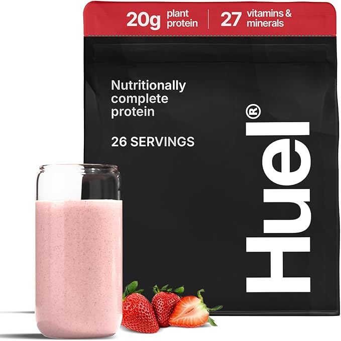 Huel Vegan Protein Powder | Strawberry | Complete Nutrition | 20g Protein Powder | 100% Plant-Based | 27 Vitamins &amp Minerals Gluten Free Non-GMO Lactose Free | 26 Servings