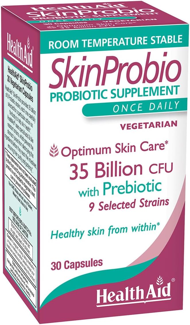 SkinProbio 35 Billion CFU | 9‑Strain Vegetarian Probiotic Once‑Daily Capsules to Support Healthy Skin &amp Gut Balance