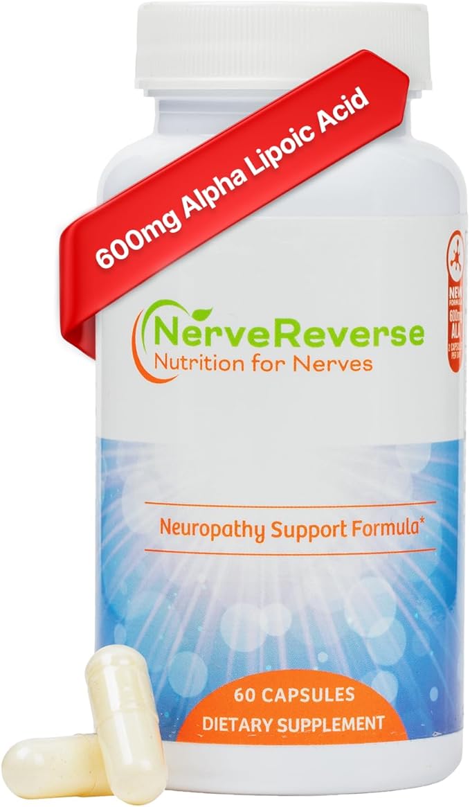 NerveReverse Neuropathy Support Formula-Alpha Lipoic Acid 600mgExtra Strength Benfotiamine B12 B9 B6 and D3 - Nerve Energy and Metabolism Support-Vegan-60 CapsulesOne Month