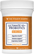 The Vitamin Shoppe Ultimate 10+ Probiotics 50 Billion CFU - 10 Probiotic Strains for Digestive Health Immune &amp Gut Support (30 Vegetable Capsules)