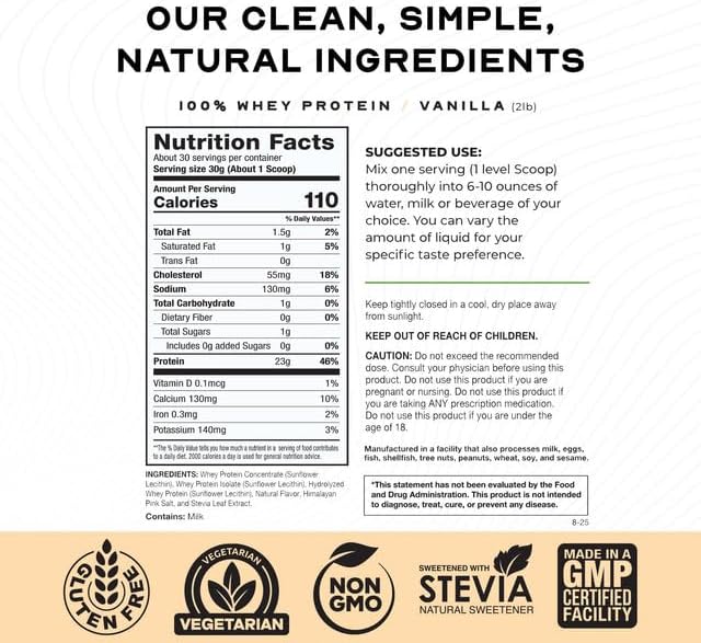 Muscle Feast 100% Grass Fed Whey Protein Powder All Natural Hormone Free Paure Raised Whey Protein Powder for Women &amp Men - Whey Concentrate Isolate &amp Hydrolyzed Protein Powder Blend - Vani