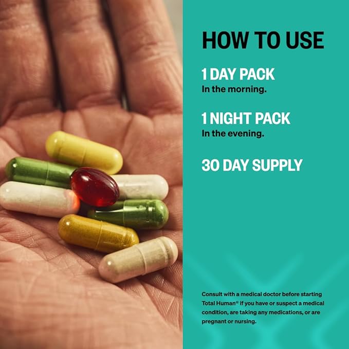 ONNIT Total Wellness &amp Performance Bundle: Total Human Multivitamin Packs (30-Day Supply) + Creatine Monohydrate Powder (30 Servings) IGEN Non-GMO Tested Energy Focus &amp Strength Pack of 2