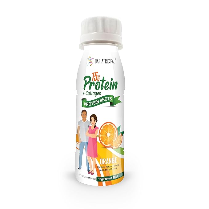 BariatricPal 15g Ready-to-Drink Whey Protein &amp Collagen Shots - Orange (12 Bottles)