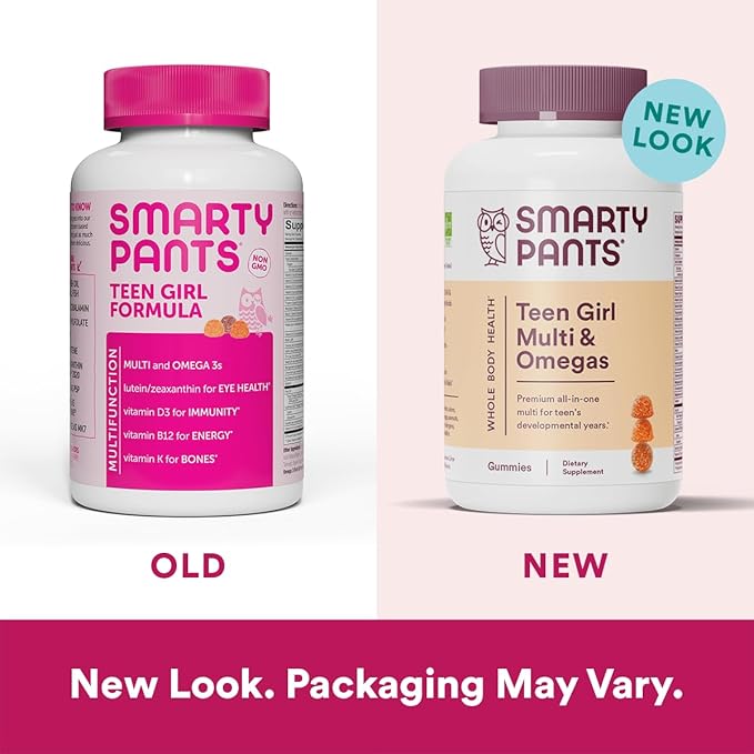SmartyPants Teen Girl Multivitamin Gummies with Omega 3 Fish Oil Vitamins D3 C B12 B6 A K Zinc &amp OLLY Women's Multivitamin Gummy with Vitamins A D C E Biotin Folic Acid Berry Flavor
