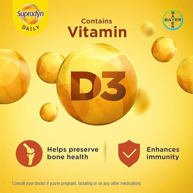 Supradyn Daily Multivitamin Tablets (150 Tablets) for Men &amp Women with Essential Zinc 12 Vitamins 5 Trace Elements for Daily Immunity &amp Energy