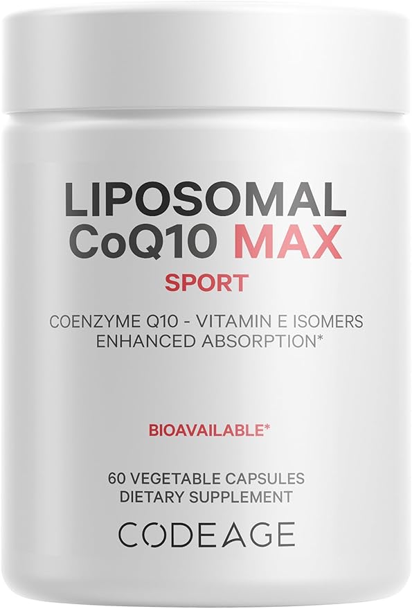 Codeage Liposomal CoQ10 Max Supplement - 250 mg Coenzyme Q10 with Vitamin E Isomers Tocopherols - 2-Month Supply - 1 Capsule Per Serving - Liposomal Delivery - Non-GMO Gluten-Free - 60 Capsules