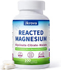Reacted Magnesium &amp Potassium - High Absorption Magnesium Supplement with Magnesium Citrate Glycinate Malate - Supports Sleep Muscles Heart Health - 100 Capsules