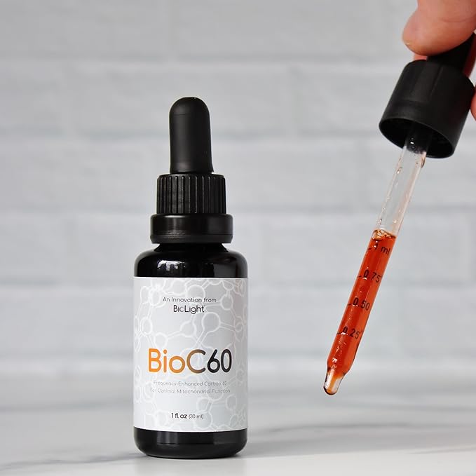 BIOLIGHT BioC60 Antioxidant Supplement - Frequency-Enhanced ESS60 Carbon 60 in Tuscan Organic Extra Virgin Olive Oil &amp Astaxanthin Oil - Vegan Friendly for Daily Wellness Support (30 Days)