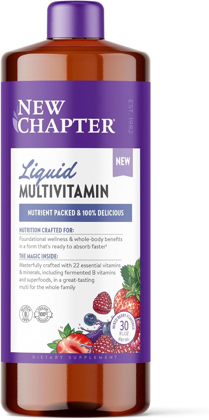 New Chapter Liquid Multivitamin + Mineral Supplement for Whole-Body Benefits 100% Delicious Multivitamin for Adults Teens &amp Kids 2+ Ready to Absorb Faster Mixed Berry Flavored 30 oz